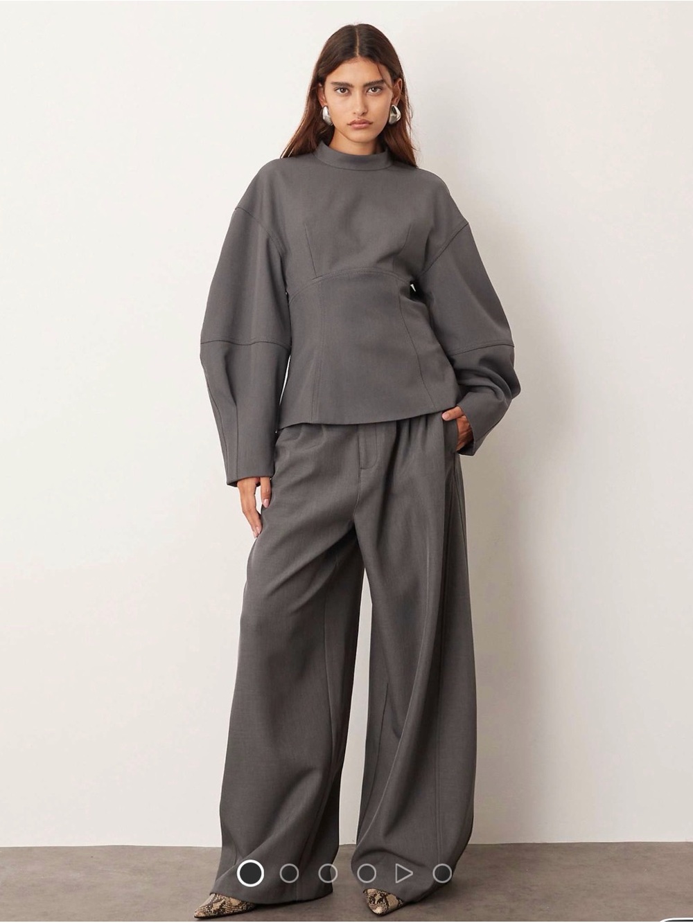 ASOS Wide Leg Trousers in Charcoal Gray